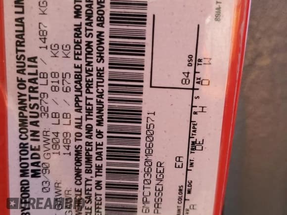 ✅ 1991 Mercury Capri • VIN: 6MPCT0360M8600571 • Lot: 69286695. Listed on Copart with 444,241 mi. Free auction sales archive from the USA and detailed vehicle history report at DreamBid. Image 13.