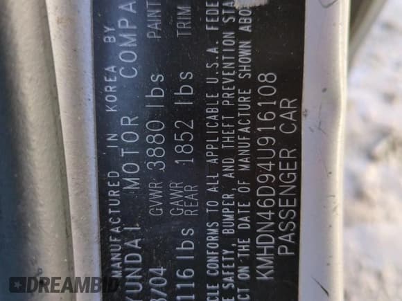 ✅ 2004 Hyundai Elantra GLS • VIN: KMHDN46D94U916108 • Lot: 46078725. Wystawiony na Copart z przebiegiem 217 060 mil. Bezpłatny archiwum sprzedaży aukcyjnych z USA i szczegółowy raport historii pojazdu na DreamBid. Zdjęcie 12.