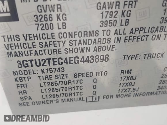 ✅ 2014 GMC Sierra 1500 • VIN: 3GTU2TEC4EG443898 • Лот: 42092835. Опубликован ранее на IAAI с пробегом 208 876 миль. Бесплатный доступ к архиву аукционных продаж из США и подробный отчёт об истории автомобиля на DreamBid. Изображение 9.