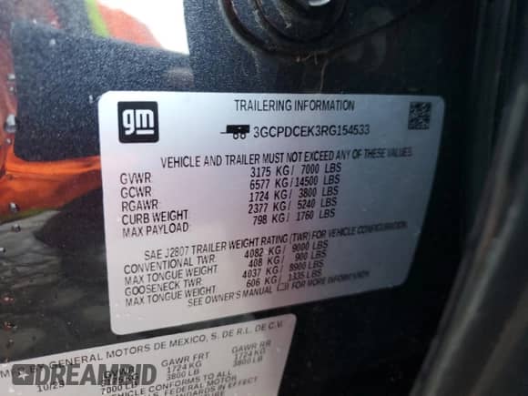 2024 Chevrolet Silverado 1500 Custom Trail Boss z VIN 3GCPDCEK3RG154533, wystawiony jako Copart lot #80881115 z przebiegiem 17 821 mil mil oraz Szkoda całkowita • Salvage title. Historia ofert i sprzedaży dostępna na DreamBid. Obrazek 13.