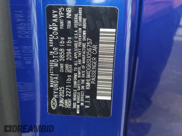 ✅ 2025 Hyundai Elantra SEL Sport • VIN: KMHLM4DG6SU056757 • Lot: 80873435. Listed on Copart with 934 mi. Free auction sales archive from the USA and detailed vehicle history report at DreamBid. Image 12.