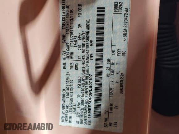 ✅ 2023 Ford Bronco • VIN: 1FMEE5DP3PLB07107 • Lot: 50701115. Wystawiony na Copart z przebiegiem 12 807 mil. Bezpłatny archiwum sprzedaży aukcyjnych z USA i szczegółowy raport historii pojazdu na DreamBid. Zdjęcie 14.