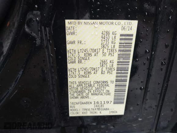 ✅ 2014 Nissan NV SL • VIN: 5BZAF0AA8EN161197 • Lot: 42315049. Listed on IAAI with 164,220 mi. Free auction sales archive from the USA and detailed vehicle history report at DreamBid. Image 9.