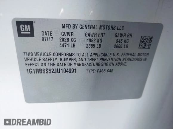 ✅ 2018 Chevrolet Volt Premier • VIN: 1G1RB6S52JU104991 • Лот: 43628681. Опубликован ранее на IAAI с пробегом 62 649 миль. Бесплатный доступ к архиву аукционных продаж из США и подробный отчёт об истории автомобиля на DreamBid. Изображение 9.