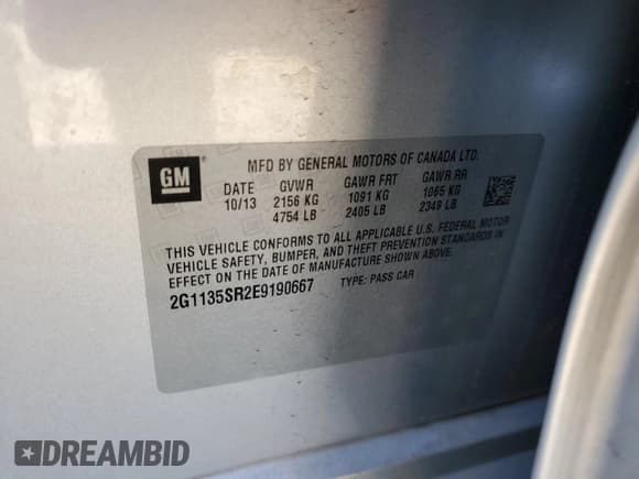 ✅ 2014 Chevrolet Impala LT Eco • VIN: 2G1135SR2E9190667 • Лот: 46360275. Опубликован ранее на Copart с пробегом 165 486 миль. Бесплатный доступ к архиву аукционных продаж из США и подробный отчёт об истории автомобиля на DreamBid. Изображение 12.