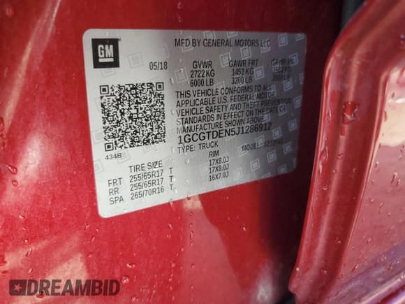 ✅ 2018 Chevrolet Colorado 4WD Z71 • VIN: 1GCGTDEN5J1286912 • Лот: 72502514. Опубликован ранее на Copart с пробегом 84 167 миль. Бесплатный доступ к архиву аукционных продаж из США и подробный отчёт об истории автомобиля на DreamBid. Изображение 12.