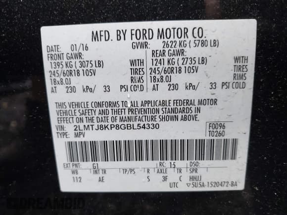 ✅ 2016 Lincoln MKX Select • VIN: 2LMTJ8KP8GBL54330 • Лот: 42870848. Опубликован ранее на IAAI с пробегом 91 304 миль. Бесплатный доступ к архиву аукционных продаж из США и подробный отчёт об истории автомобиля на DreamBid. Изображение 9.