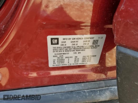 ✅ 2022 Buick Encore Preferred • VIN: KL4CJASM1NB567372 • Лот: 57175095. Опубликован ранее на Copart с пробегом 22 549 миль. Бесплатный доступ к архиву аукционных продаж из США и подробный отчёт об истории автомобиля на DreamBid. Изображение 13.