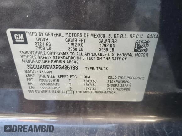 ✅ 2014 Chevrolet Silverado 1500 LT • VIN: 3GCUKREH3EG435788 • Лот: 76339834. Опубликован ранее на Copart с пробегом 172 800 миль. Бесплатный доступ к архиву аукционных продаж из США и подробный отчёт об истории автомобиля на DreamBid. Изображение 12.