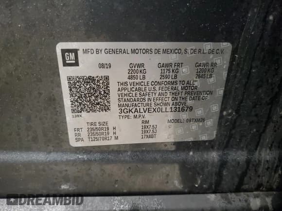 ✅ 2020 GMC Terrain SLT • VIN: 3GKALVEX0LL131679 • Lot: 53706415. Listed on Copart with 105,057 mi. Free auction sales archive from the USA and detailed vehicle history report at DreamBid. Image 13.