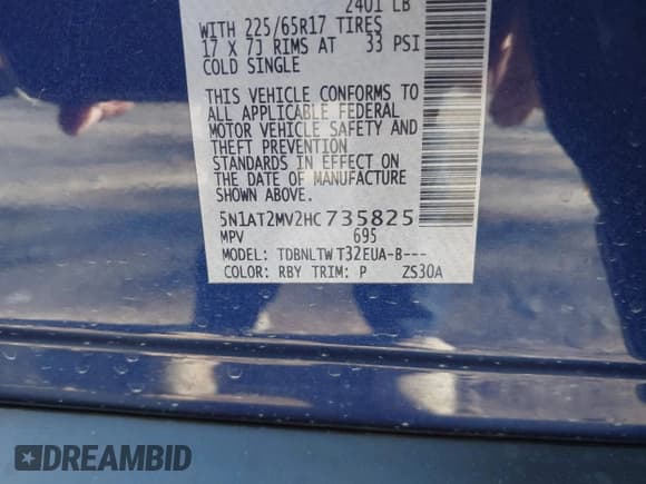 ✅ 2017 Nissan Rogue SV • VIN: 5N1AT2MV2HC735825 • Lot: 43795479. Listed on IAAI with 77,864 mi. Free auction sales archive from the USA and detailed vehicle history report at DreamBid. Image 9.