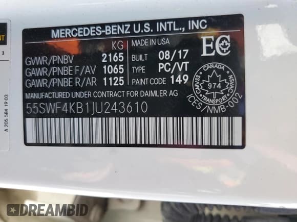 ✅ 2018 Mercedes-Benz C 300 • VIN: 55SWF4KB1JU243610 • Лот: 85848125. Опубликован ранее на Copart с пробегом 58 226 миль. Бесплатный доступ к архиву аукционных продаж из США и подробный отчёт об истории автомобиля на DreamBid. Изображение 12.