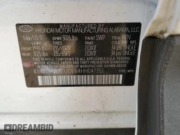 ✅ 2017 Hyundai Santa Fe 2.4L • VIN: 5NMZUDLB4HH047351 • Лот: 73545152. Опубликован ранее на Copart с пробегом 44 673 миль. Бесплатный доступ к архиву аукционных продаж из США и подробный отчёт об истории автомобиля на DreamBid. Изображение 13.