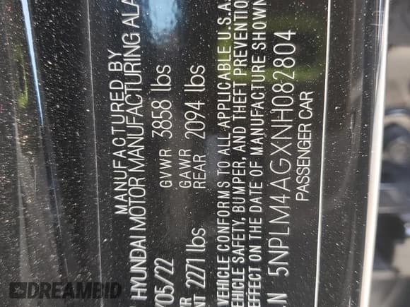 ✅ 2022 Hyundai Elantra SEL • VIN: 5NPLM4AGXNH082804 • Lot: 82569325. Listed on Copart with 40,674 mi. Free auction sales archive from the USA and detailed vehicle history report at DreamBid. Image 13.