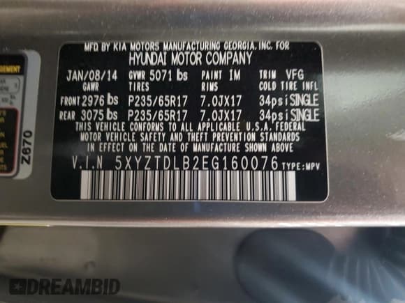 ✅ 2014 Hyundai Santa Fe • VIN: 5XYZTDLB2EG160076 • Лот: 87279485. Опубликован ранее на Copart с пробегом 96 132 миль. Бесплатный доступ к архиву аукционных продаж из США и подробный отчёт об истории автомобиля на DreamBid. Изображение 13.