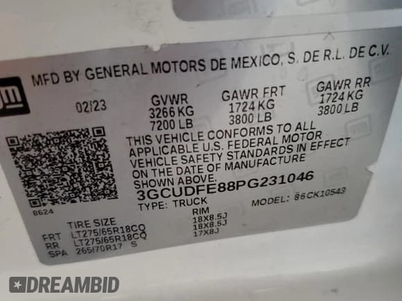 ✅ 2023 Chevrolet Silverado 1500 LT Trail Boss • VIN: 3GCUDFE88PG231046 • Lot: 87631285. Wystawiony na Copart z przebiegiem 50 893 mil. Bezpłatny archiwum sprzedaży aukcyjnych z USA i szczegółowy raport historii pojazdu na DreamBid. Zdjęcie 14.