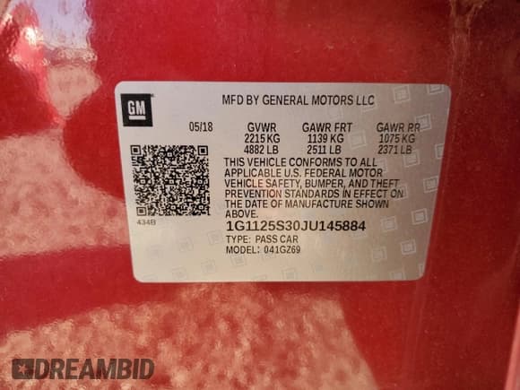 ✅ 2018 Chevrolet Impala Premier • VIN: 1G1125S30JU145884 • Лот: 76640364. Опубликован ранее на Copart с пробегом 131 154 миль. Бесплатный доступ к архиву аукционных продаж из США и подробный отчёт об истории автомобиля на DreamBid. Изображение 12.