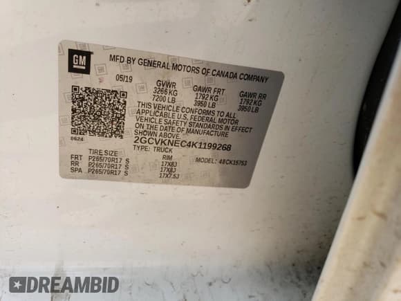 ✅ 2019 Chevrolet Silverado 1500 Work Truck • VIN: 2GCVKNEC4K1199268 • Lot: 64503164. Wystawiony na Copart z przebiegiem Nie podano. Bezpłatny archiwum sprzedaży aukcyjnych z USA i szczegółowy raport historii pojazdu na DreamBid. Zdjęcie 12.