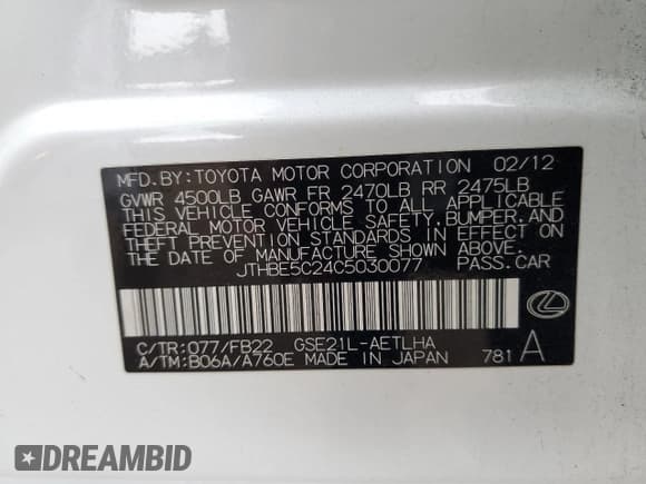 ✅ 2012 Lexus IS 350 • VIN: JTHBE5C24C5030077 • Лот: 42697385. Опубликован ранее на Copart с пробегом 195 259 миль. Бесплатный доступ к архиву аукционных продаж из США и подробный отчёт об истории автомобиля на DreamBid. Изображение 15.