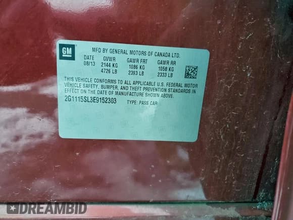 ✅ 2014 Chevrolet Impala LT • VIN: 2G1115SL3E9152303 • Лот: 95304535. Опубликован ранее на Copart с пробегом 88 653 миль. Бесплатный доступ к архиву аукционных продаж из США и подробный отчёт об истории автомобиля на DreamBid. Изображение 12.