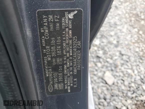 ✅ 2010 Hyundai Accent GLS • VIN: KMHCN4AC4AU492925 • Lot: 55312795. Listed on Copart with 75,255 mi. Free auction sales archive from the USA and detailed vehicle history report at DreamBid. Image 12.