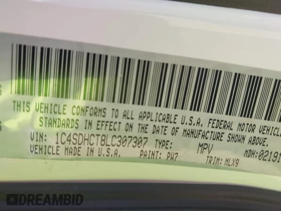 ✅ 2020 Dodge Durango R/T • VIN: 1C4SDHCT8LC307307 • Lot: 42840069. Listed on IAAI with Not provided. Free auction sales archive from the USA and detailed vehicle history report at DreamBid. Image 9.