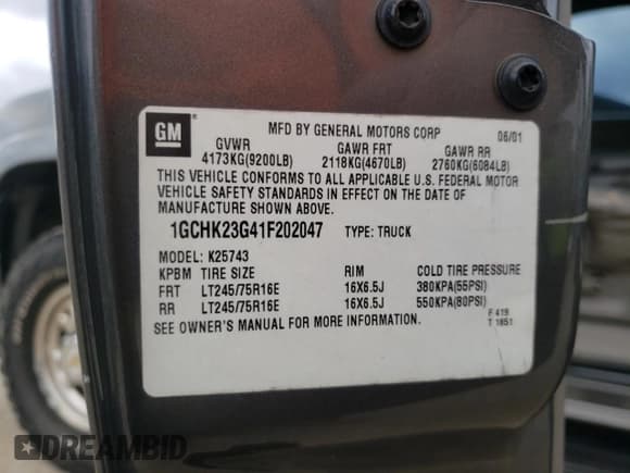 ✅ 2001 Chevrolet Silverado 2500HD LT3 • VIN: 1GCHK23G41F202047 • Лот: 44119565. Опубликован ранее на Copart с пробегом 255 605 миль. Бесплатный доступ к архиву аукционных продаж из США и подробный отчёт об истории автомобиля на DreamBid. Изображение 12.