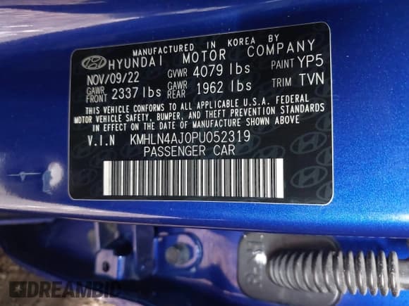 ✅ 2023 Hyundai Elantra Limited • VIN: KMHLN4AJ0PU052319 • Lot: 43292819. Listed on IAAI with 54,808 mi. Free auction sales archive from the USA and detailed vehicle history report at DreamBid. Image 9.