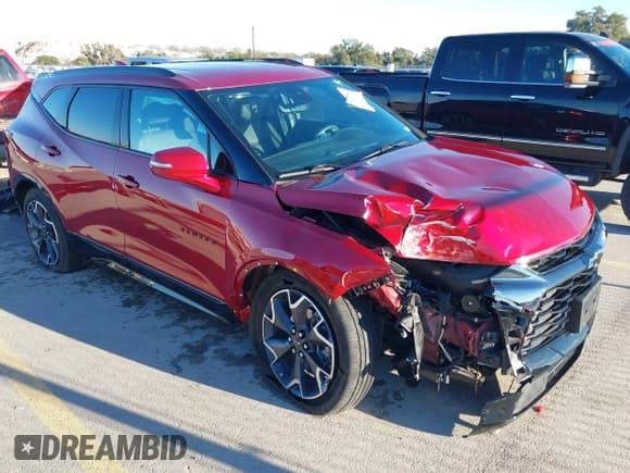 ✅ 2022 Chevrolet Blazer RS • VIN: 3GNKBERS9NS143962 • Lot: 41347308. Listed on IAAI with 18,711 mi. Free auction sales archive from the USA and detailed vehicle history report at DreamBid. Image 1.