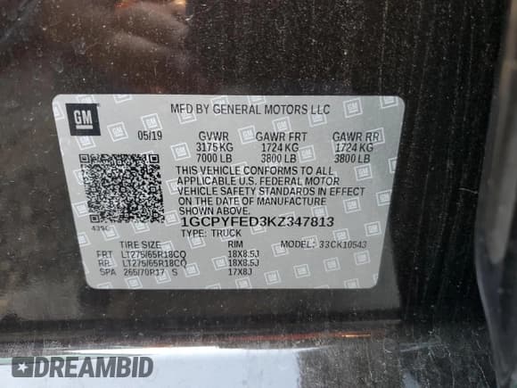 ✅ 2019 Chevrolet Silverado 1500 LT Trail Boss • VIN: 1GCPYFED3KZ347813 • Lot: 70023544. Wystawiony na Copart z przebiegiem 83 842 mil. Bezpłatny archiwum sprzedaży aukcyjnych z USA i szczegółowy raport historii pojazdu na DreamBid. Zdjęcie 12.