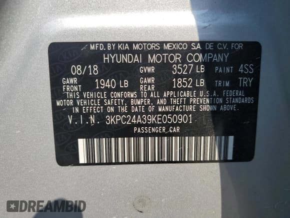 ✅ 2019 Hyundai Accent SE • VIN: 3KPC24A39KE050901 • Лот: 70646234. Опубликован ранее на Copart с пробегом 84 999 миль. Бесплатный доступ к архиву аукционных продаж из США и подробный отчёт об истории автомобиля на DreamBid. Изображение 12.