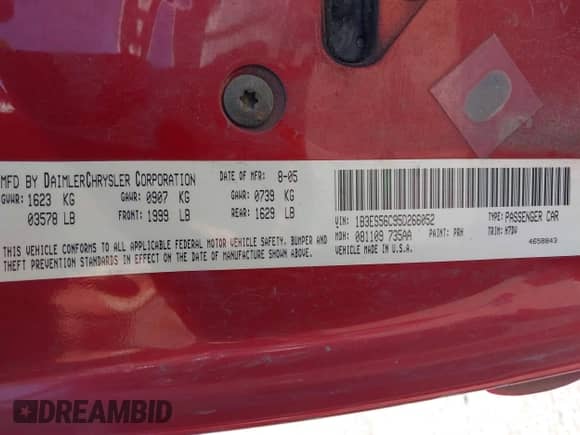 2005 Dodge Neon SXT z VIN 1B3ES56C95D266052, wystawiony jako IAAI lot #42154635 z przebiegiem 130 744 mil mil oraz . Historia ofert i sprzedaży dostępna na DreamBid. Obrazek 9.