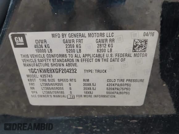 ✅ 2016 Chevrolet Silverado 2500HD LTZ • VIN: 1GC1KWE8XGF204232 • Лот: 42684086. Опубликован ранее на IAAI с пробегом Не указан. Бесплатный доступ к архиву аукционных продаж из США и подробный отчёт об истории автомобиля на DreamBid. Изображение 9.