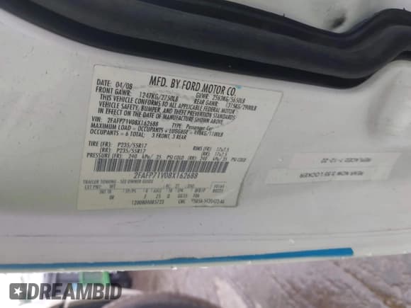 ✅ 2008 Ford Police Interceptor • VIN: 2FAFP71V08X162688 • Lot: 42634073. Listed on IAAI with 144,137 mi. Free auction sales archive from the USA and detailed vehicle history report at DreamBid. Image 9.