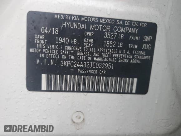 ✅ 2018 Hyundai Accent SE • VIN: 3KPC24A32JE032951 • Лот: 84562754. Опубликован ранее на Copart с пробегом 86 967 миль. Бесплатный доступ к архиву аукционных продаж из США и подробный отчёт об истории автомобиля на DreamBid. Изображение 13.