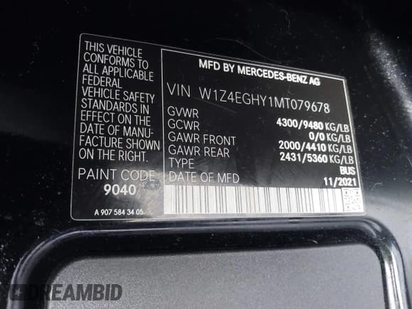 ✅ 2021 Mercedes-Benz Sprinter • VIN: W1Z4EGHY1MT079678 • Лот: 43736234. Опубликован ранее на IAAI с пробегом 114 070 миль. Бесплатный доступ к архиву аукционных продаж из США и подробный отчёт об истории автомобиля на DreamBid. Изображение 9.