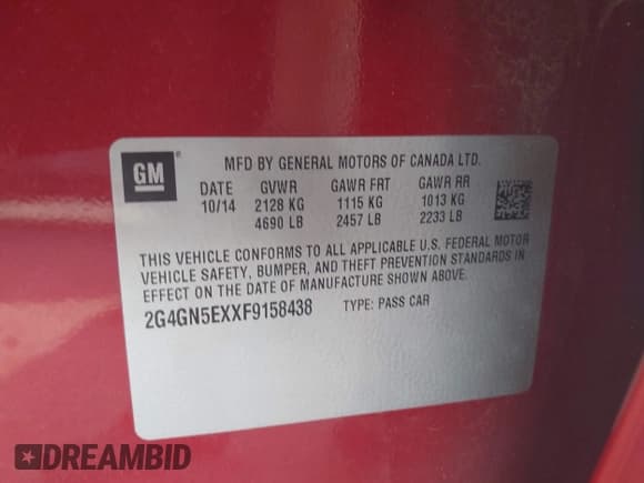 ✅ 2015 Buick Regal Premium I • VIN: 2G4GN5EXXF9158438 • Lot: 42527386. Wystawiony na IAAI z przebiegiem 165 382 mil. Bezpłatny archiwum sprzedaży aukcyjnych z USA i szczegółowy raport historii pojazdu na DreamBid. Zdjęcie 9.