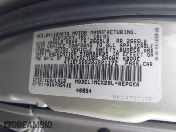 ✅ 2002 Toyota Avalon XLS • VIN: 4T1BF28B32U221172 • Lot: 43480258. Listed on IAAI with 250,148 mi. Free auction sales archive from the USA and detailed vehicle history report at DreamBid. Image 9.