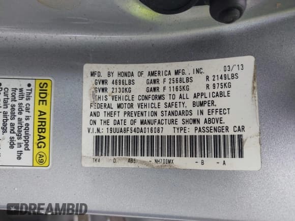 ✅ 2013 Acura TL Technology • VIN: 19UUA8F54DA016087 • Lot: 43357966. Wystawiony na IAAI z przebiegiem 62 805 mil. Bezpłatny archiwum sprzedaży aukcyjnych z USA i szczegółowy raport historii pojazdu na DreamBid. Zdjęcie 9.