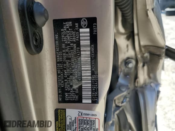 ✅ 2006 Toyota Camry LE • VIN: 4T1BE32K46U674370 • Lot: 84262955. Listed on Copart with 253,200 mi. Free auction sales archive from the USA and detailed vehicle history report at DreamBid. Image 12.