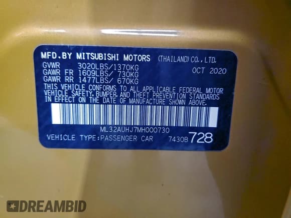 ✅ 2021 Mitsubishi Mirage ES • VIN: ML32AUHJ7MH000730 • Лот: 96207015. Опубликован ранее на Copart с пробегом 80 981 миль. Бесплатный доступ к архиву аукционных продаж из США и подробный отчёт об истории автомобиля на DreamBid. Изображение 13.