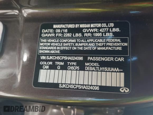 ✅ 2017 Infiniti QX30 • VIN: SJKCH5CP5HA024096 • Лот: 41508294. Опубликован ранее на IAAI с пробегом 81 087 миль. Бесплатный доступ к архиву аукционных продаж из США и подробный отчёт об истории автомобиля на DreamBid. Изображение 9.