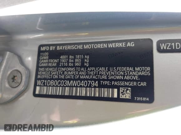 ✅ 2021 Toyota Supra 3.0 • VIN: WZ1DB0C03MW040794 • Lot: 41279108. Listed on IAAI with Not provided. Free auction sales archive from the USA and detailed vehicle history report at DreamBid. Image 9.