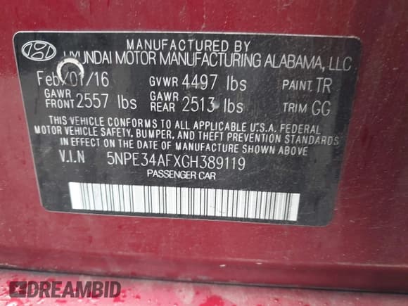 ✅ 2016 Hyundai Sonata Sport • VIN: 5NPE34AFXGH389119 • Лот: 42182734. Опубликован ранее на IAAI с пробегом 92 966 миль. Бесплатный доступ к архиву аукционных продаж из США и подробный отчёт об истории автомобиля на DreamBid. Изображение 9.