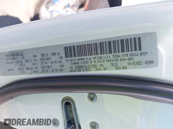 ✅ 2020 Ram 1500 Tradesman • VIN: 3C6RR6KT0LG127880 • Lot: 43446959. Listed on IAAI with 94,570 mi. Free auction sales archive from the USA and detailed vehicle history report at DreamBid. Image 9.