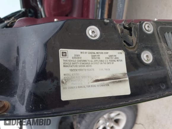 ✅ 1996 Chevrolet Silverado 1500 • VIN: 1GCEK19RXTE153676 • Лот: 43746858. Опубликован ранее на IAAI с пробегом 307 761 миль. Бесплатный доступ к архиву аукционных продаж из США и подробный отчёт об истории автомобиля на DreamBid. Изображение 9.