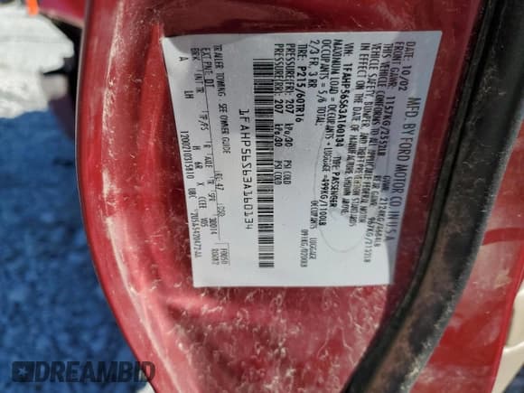 ✅ 2003 Ford Taurus SEL Deluxe • VIN: 1FAHP56S63A160134 • Lot: 92806725. Wystawiony na Copart z przebiegiem 169 662 mil. Bezpłatny archiwum sprzedaży aukcyjnych z USA i szczegółowy raport historii pojazdu na DreamBid. Zdjęcie 12.