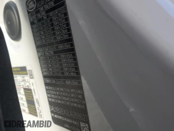 ✅ 2020 Land Rover Range Rover Velar S • VIN: SALYB2EX3LA268627 • Lot: 83667534. Listed on Copart with 87,041 mi. Free auction sales archive from the USA and detailed vehicle history report at DreamBid. Image 14.