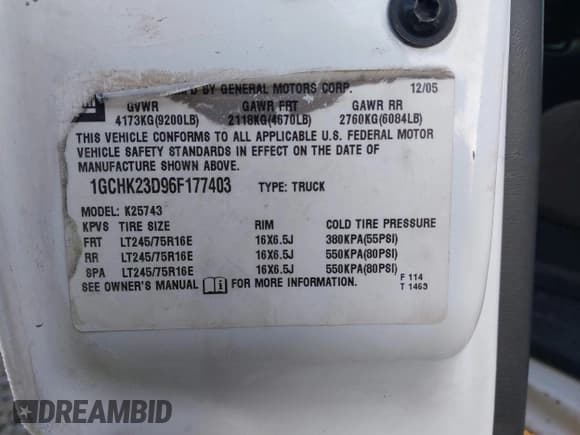 ✅ 2006 Chevrolet Silverado 2500HD LT2 • VIN: 1GCHK23D96F177403 • Lot: 41393041. Listed on IAAI with 195,382 mi. Free auction sales archive from the USA and detailed vehicle history report at DreamBid. Image 9.