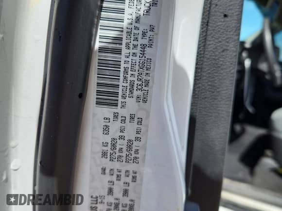 2016 Ram 1500 Express with VIN 3C6JR7ATXGG154448, listed as a Copart auction lot 70376575 with 67,107 mi miles and Salvage title. Bid and sale history available at DreamBid. Image 12.